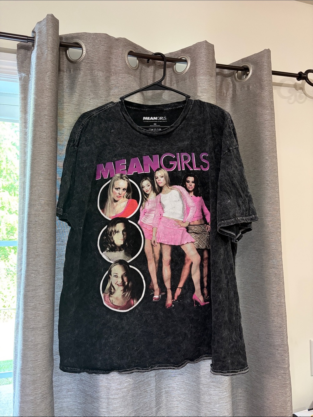 Mean Girls Graphic Tee in Black mineral wash with Pink Accents 2x barely worn